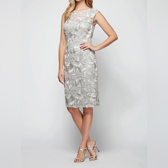 Alex Evenings Dresses & Skirts - Alex Evenings Midi Dress / Mother of the Bride Silver Size 10